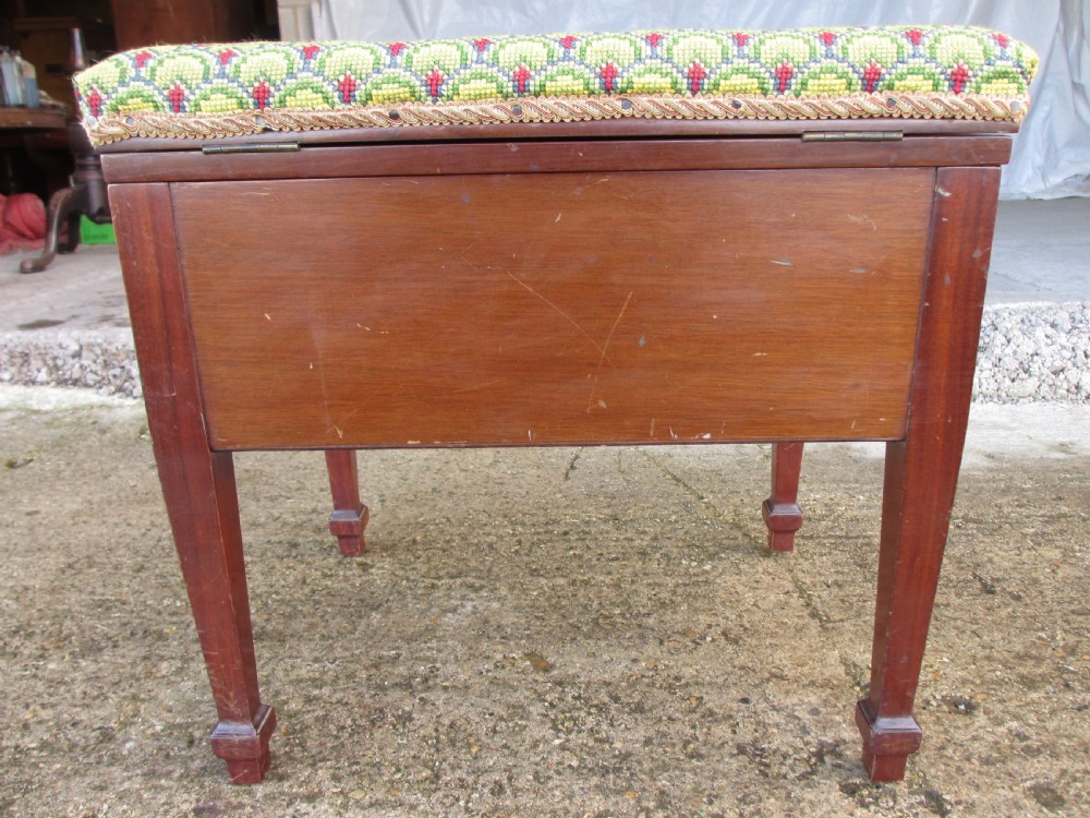 Unusual Edwardian mahogany adjustable piano dressing stool View IV