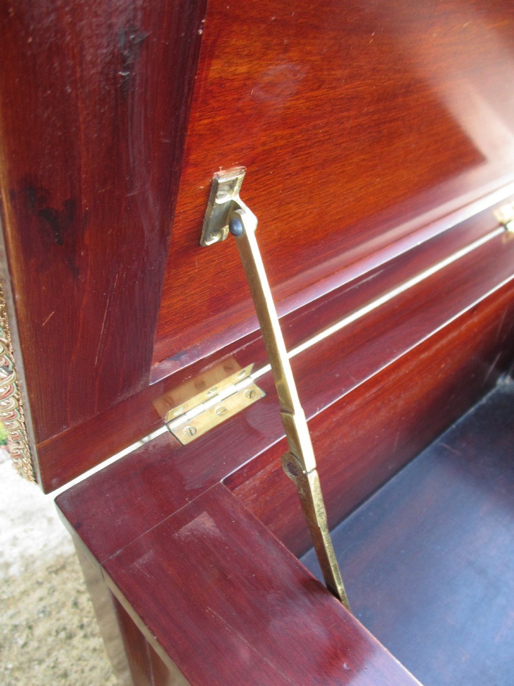Unusual Edwardian mahogany adjustable piano dressing stool View VIII