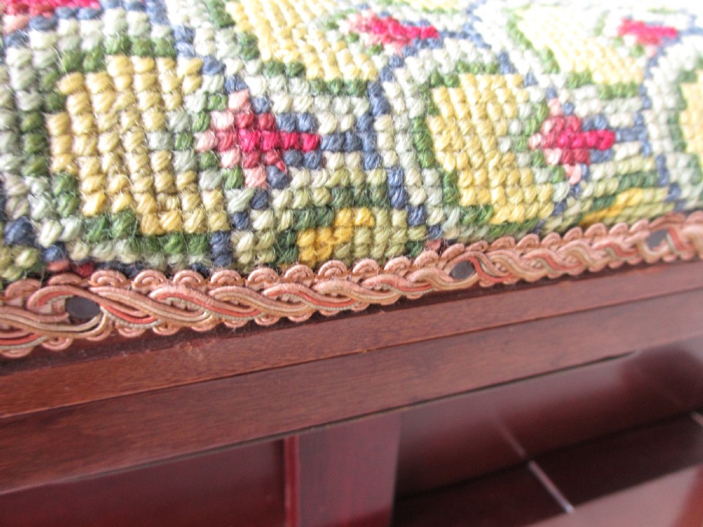 Unusual Edwardian mahogany adjustable piano dressing stool View XI