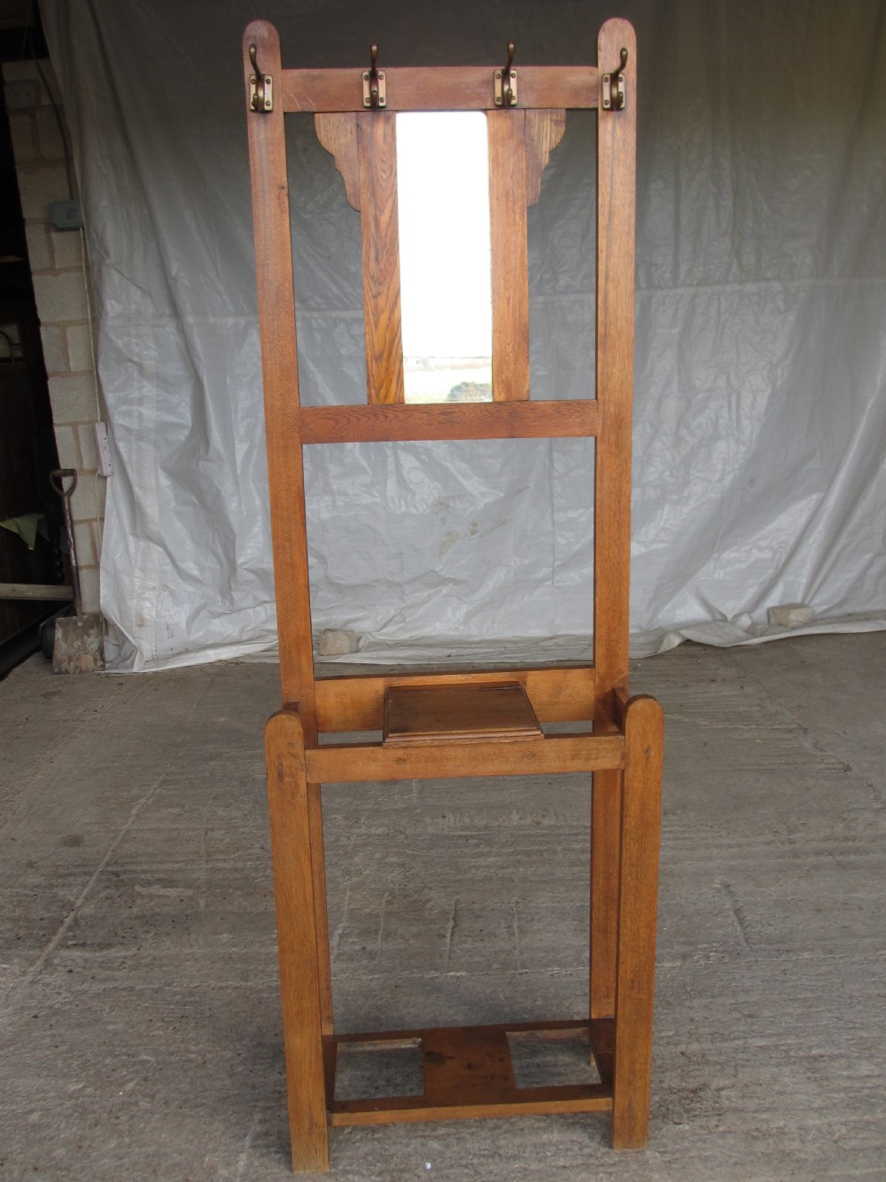 Slim Oak mirror hall stand