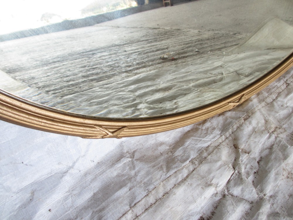 Regency gilt framed oval bevel glass wall hanging mirror  View III