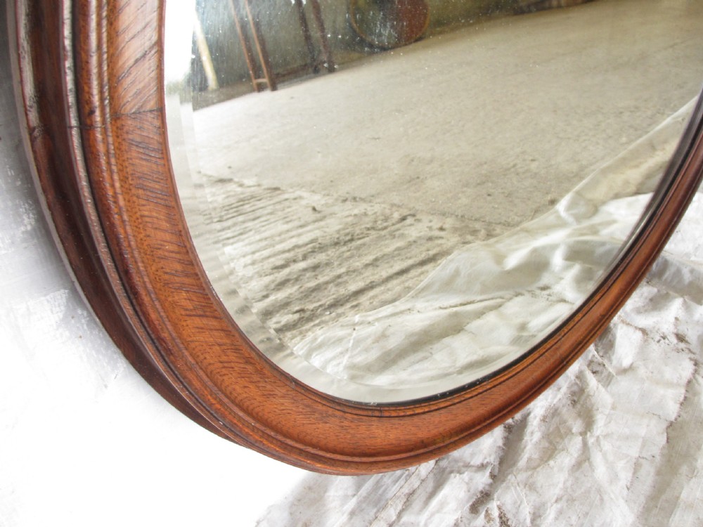 Edwardian Oak framed bevel glass wall mirror View III