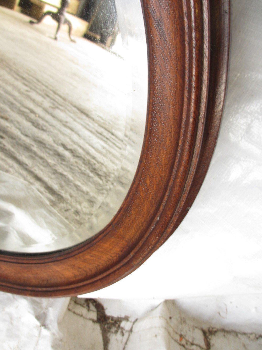 Edwardian Oak framed bevel glass wall mirror View IV
