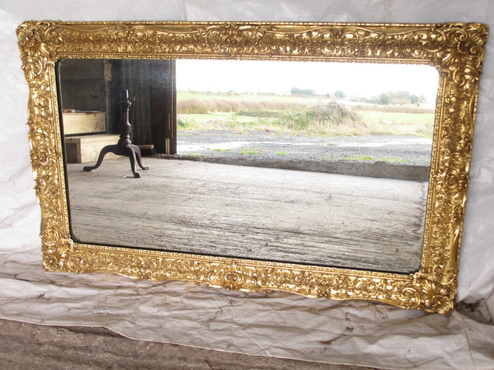 Large Victorian gilt framed rectangular wall mirror