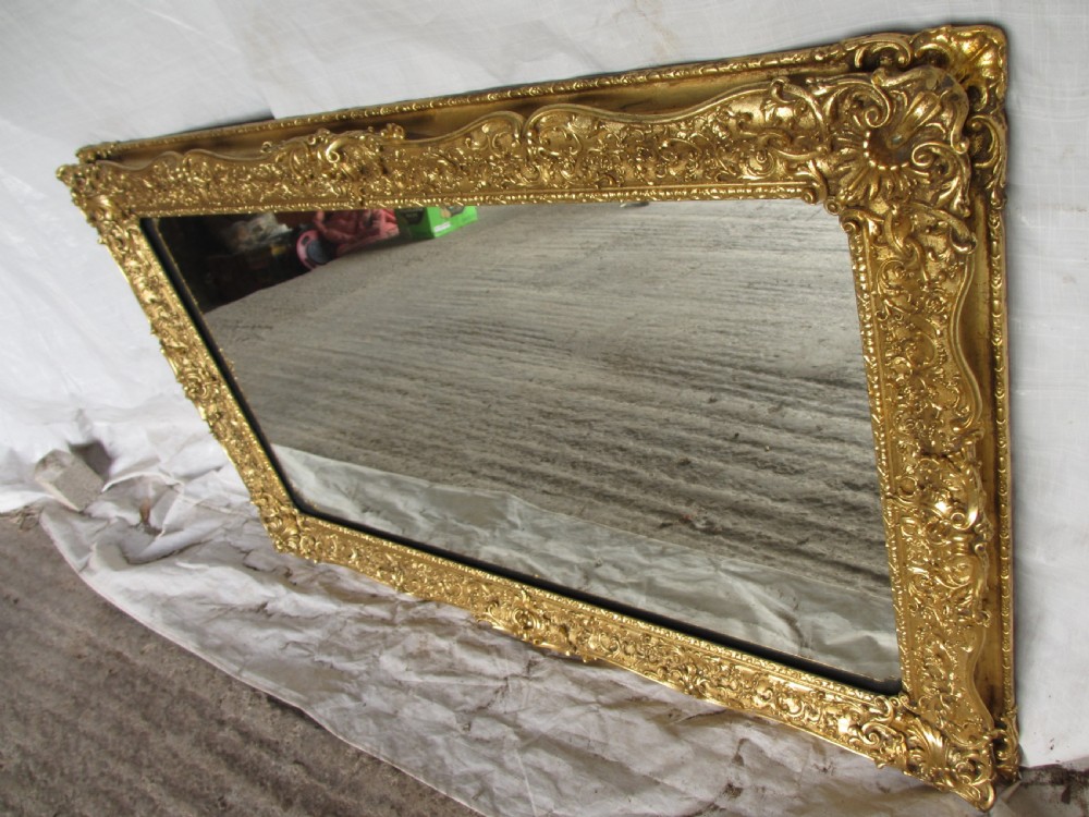 Large Victorian gilt framed rectangular wall mirror View II