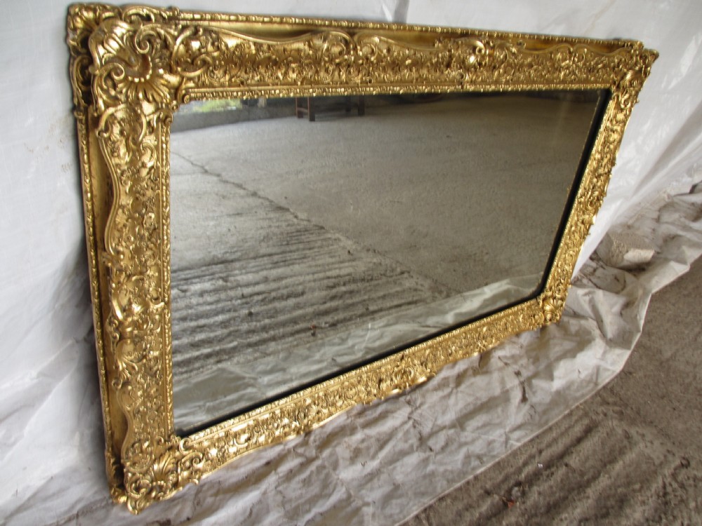 Large Victorian gilt framed rectangular wall mirror View III