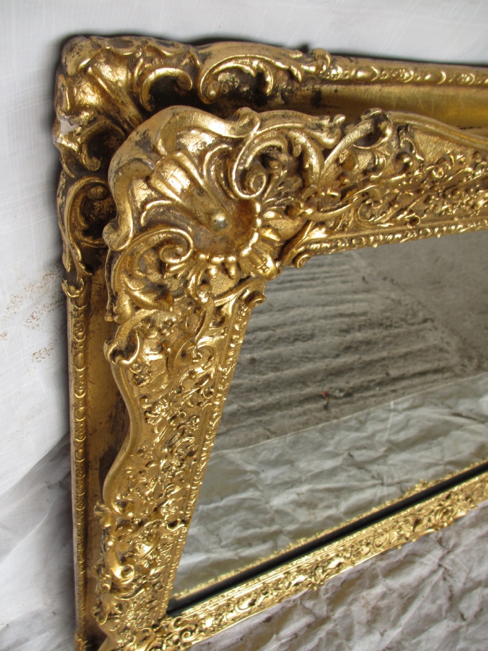 Large Victorian gilt framed rectangular wall mirror View IV