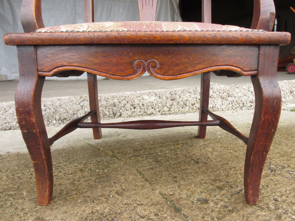 Victorian oak art nouveau upholstered occasional armchair View IV