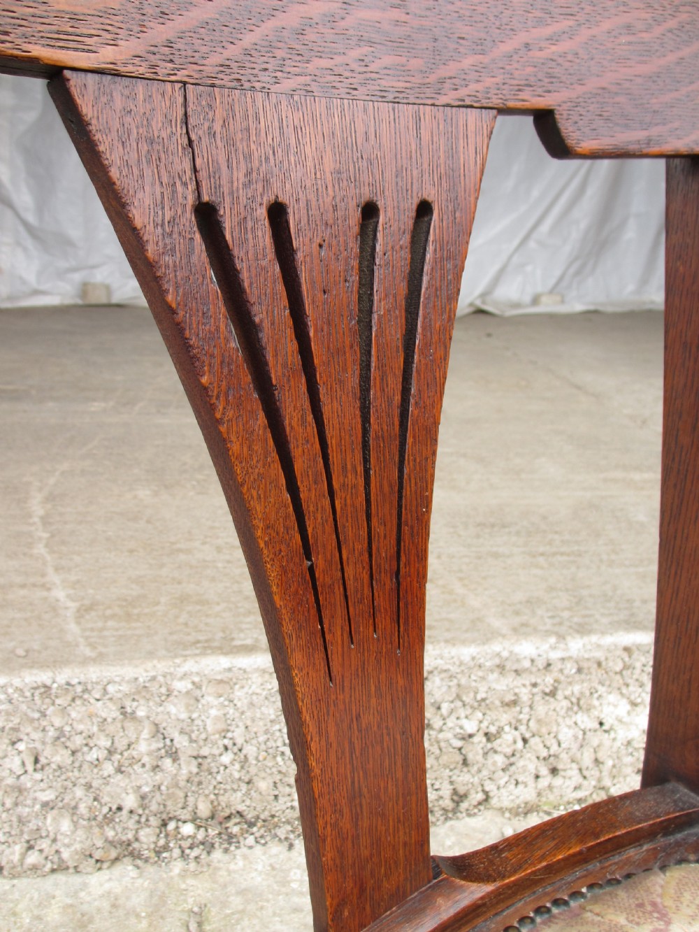 Victorian oak art nouveau upholstered occasional armchair View V
