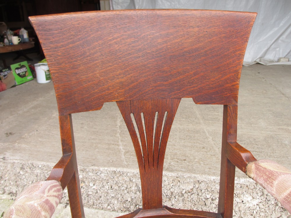 Victorian oak art nouveau upholstered occasional armchair View VI