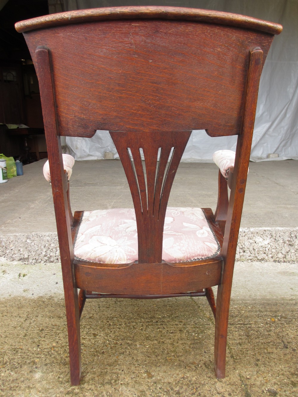 Victorian oak art nouveau upholstered occasional armchair View XII