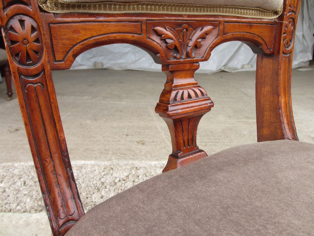 Set of eight Victorian mahogany upholstered dining chairs View III
