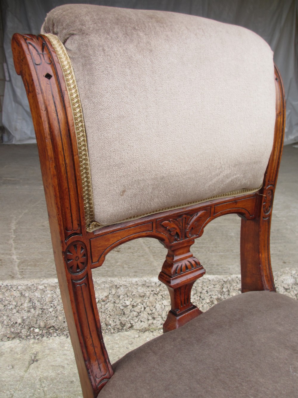 Set of eight Victorian mahogany upholstered dining chairs View IV