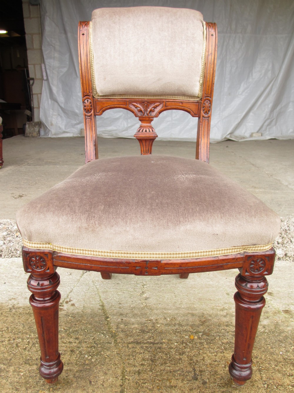 Set of eight Victorian mahogany upholstered dining chairs View VI