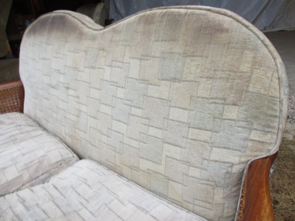 Walnut art deco bergere 3 piece suite sofa and 2 armchairs  View IV