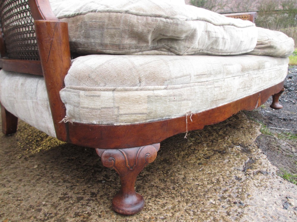 Walnut art deco bergere 3 piece suite sofa and 2 armchairs  View VII