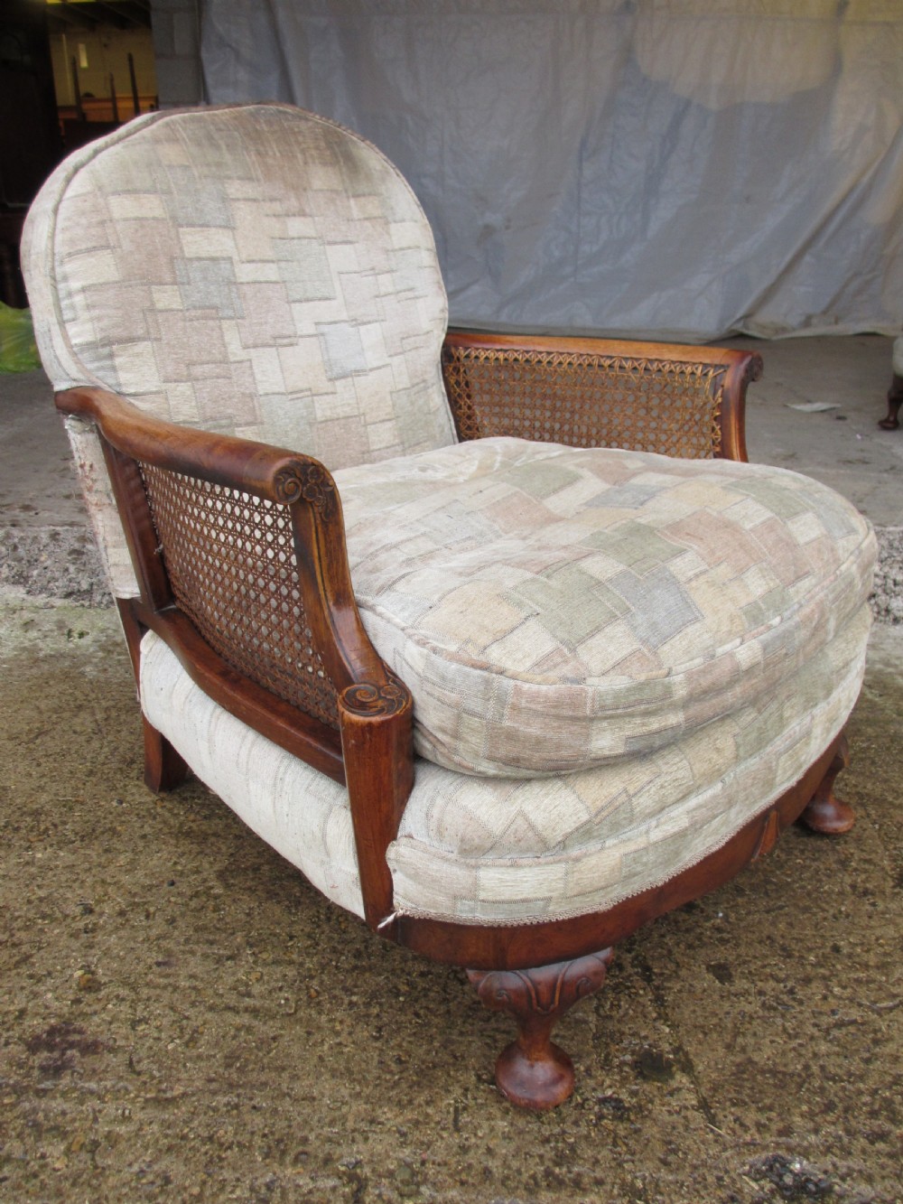 Pair of walnut art deco bergere armchairs  View IV