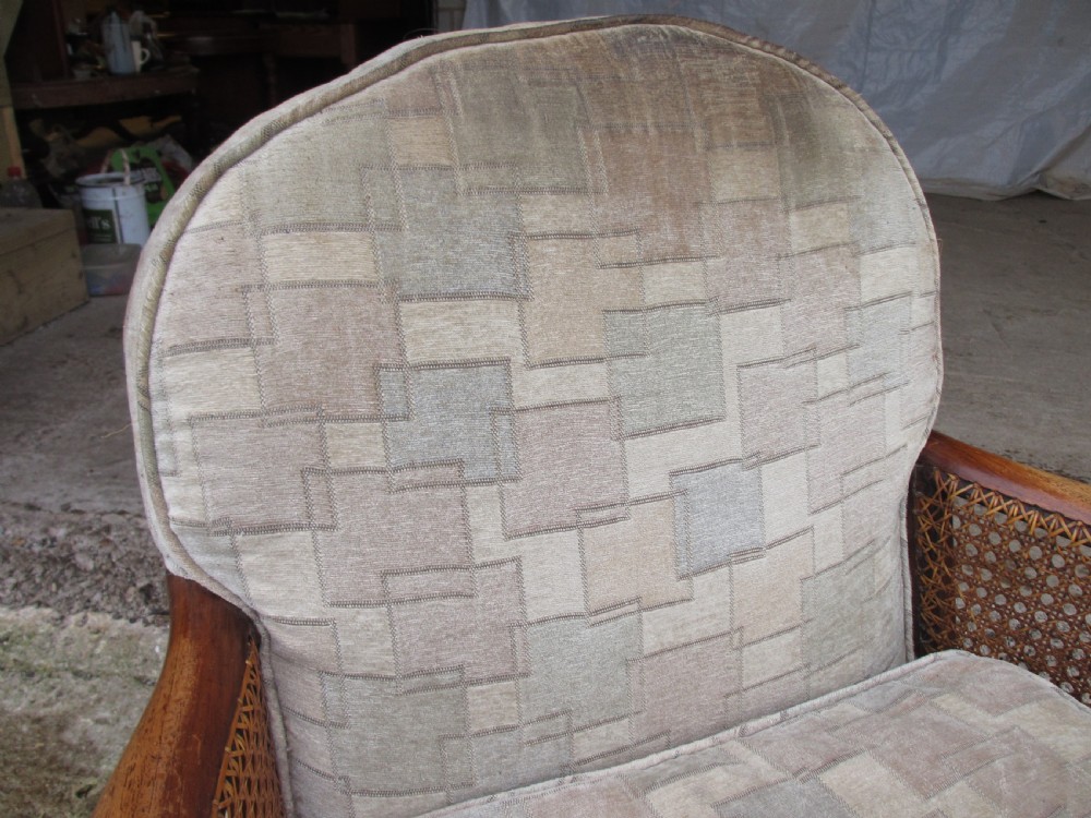 Pair of walnut art deco bergere armchairs  View V