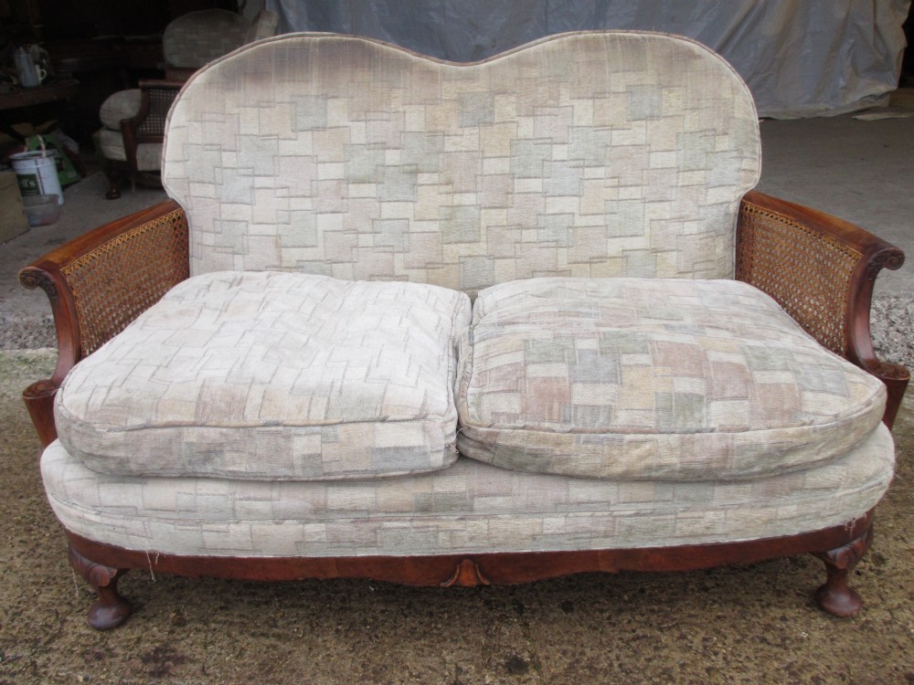 Walnut art deco bergere sofa 