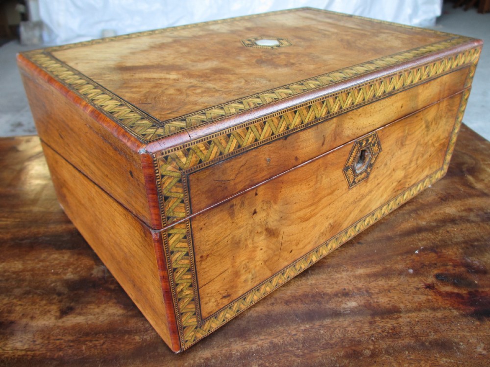Victorian mahogany tunbridge crossbanded writing slope  View II