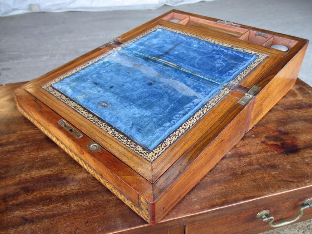 Victorian mahogany tunbridge crossbanded writing slope  View IV