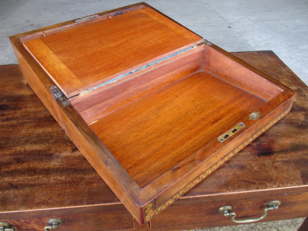Victorian mahogany tunbridge crossbanded writing slope  View VII