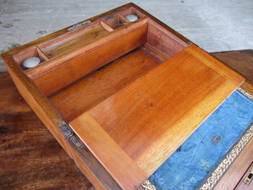Victorian mahogany tunbridge crossbanded writing slope  View IX