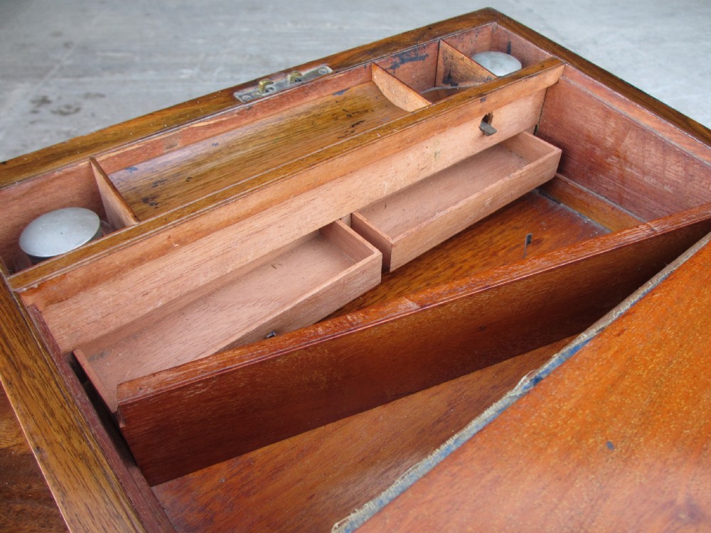 Victorian mahogany tunbridge crossbanded writing slope  View X