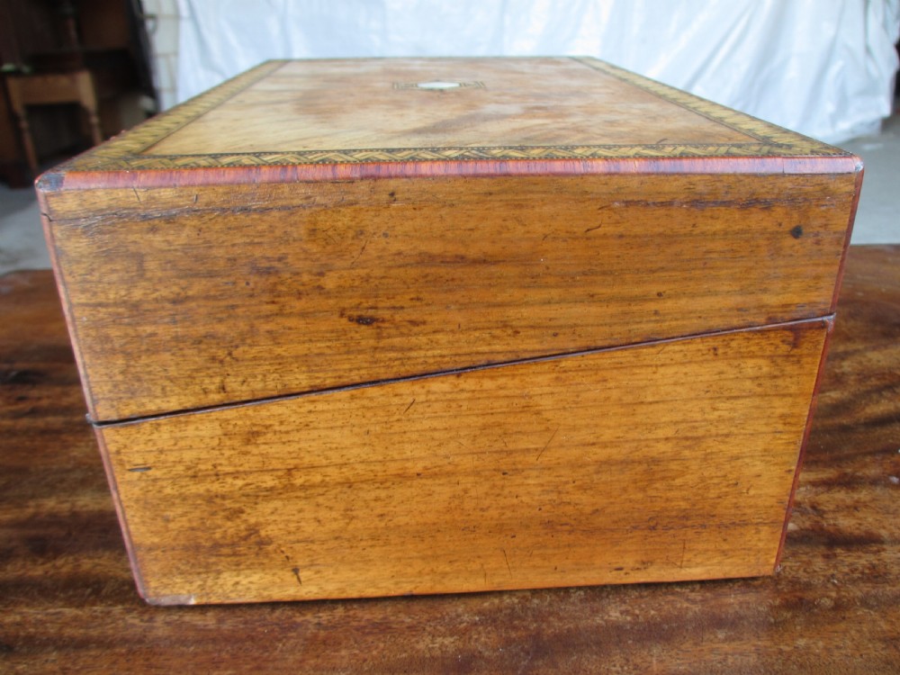 Victorian mahogany tunbridge crossbanded writing slope  View XI