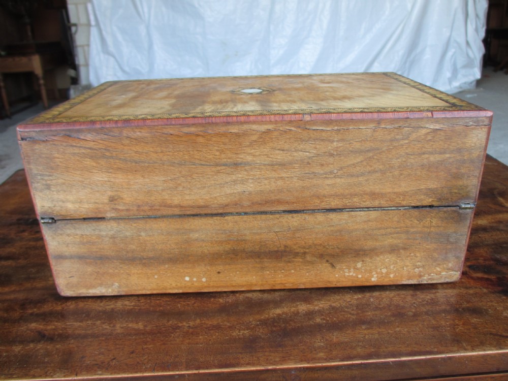 Victorian mahogany tunbridge crossbanded writing slope  View XII