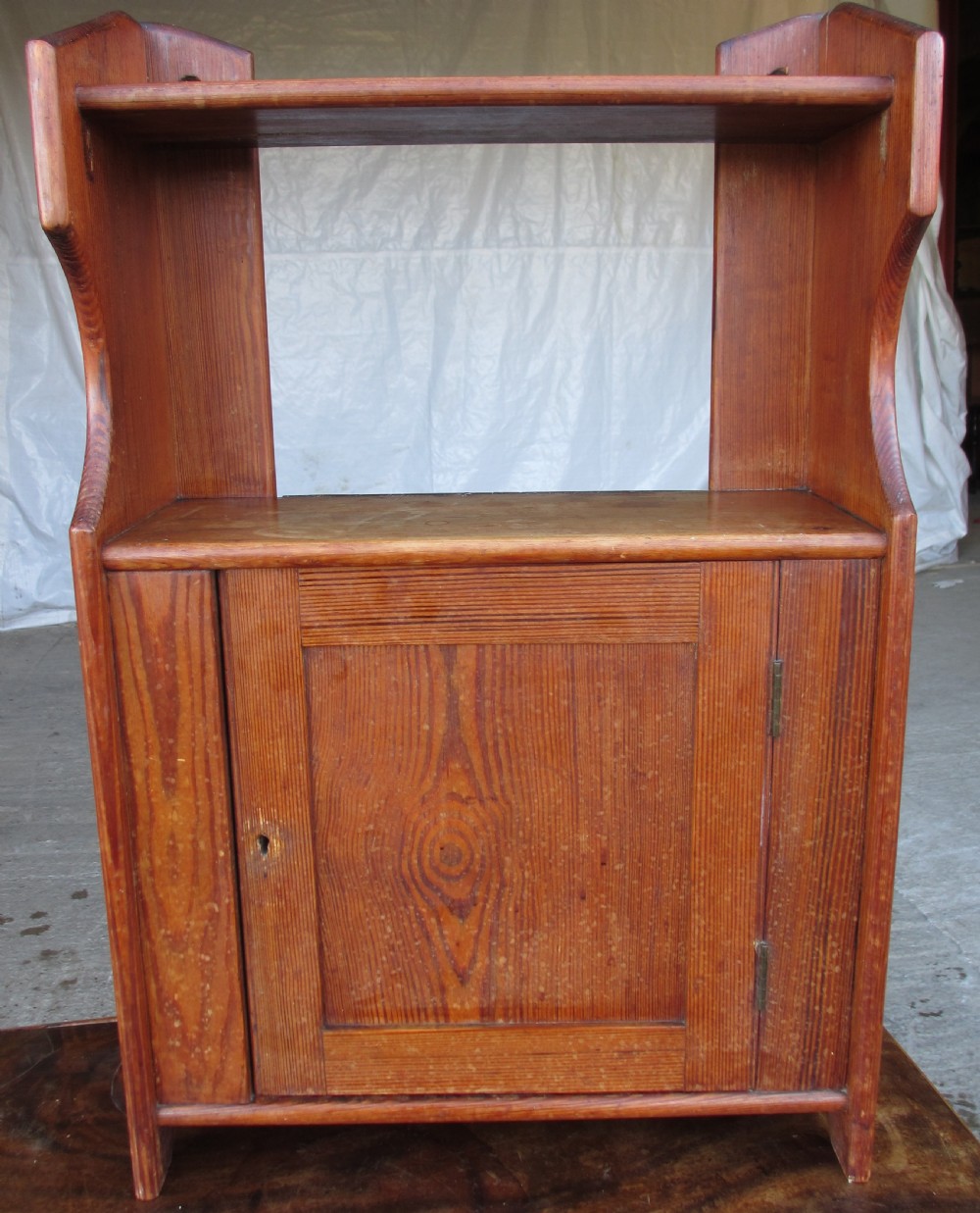 Victorian pitch pine wall hanging cupboard shelves