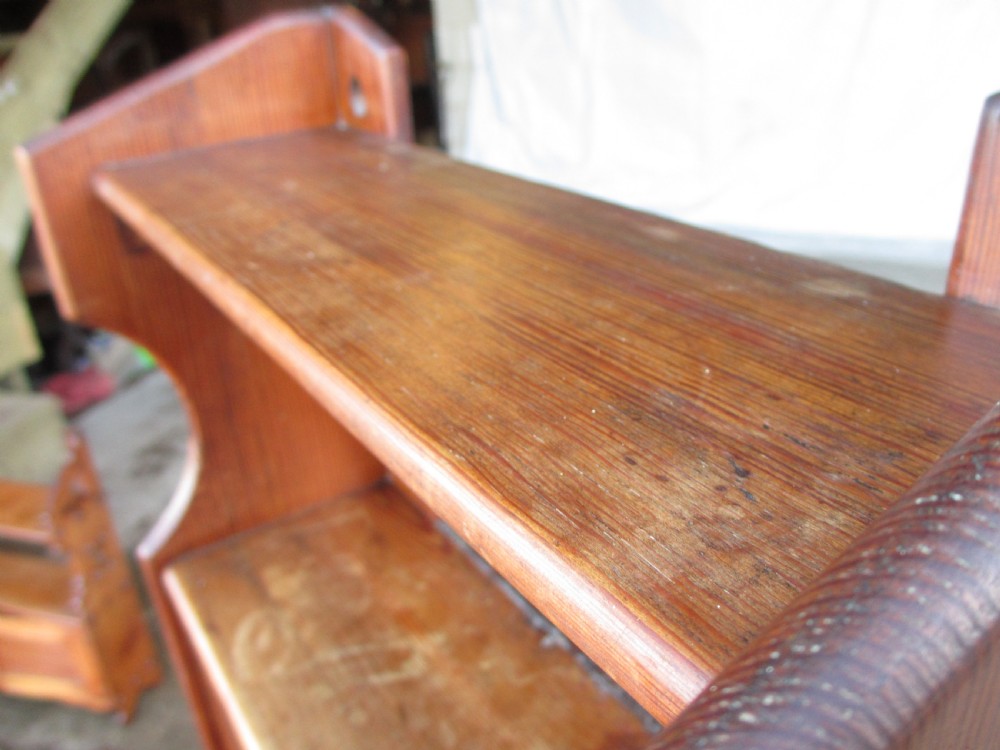 Victorian pitch pine wall hanging cupboard shelves View IV