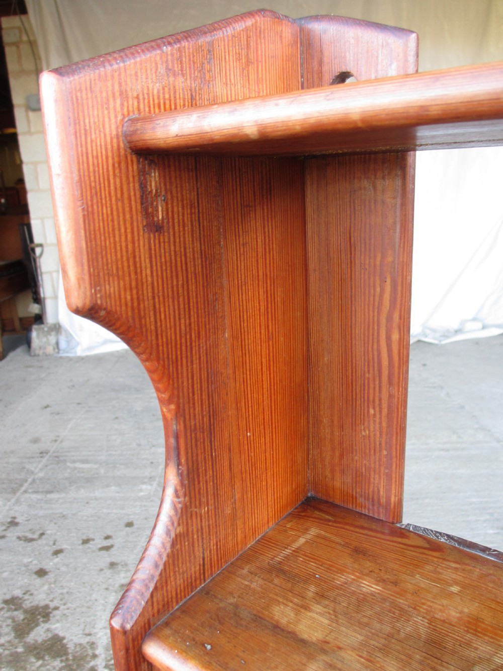 Victorian pitch pine wall hanging cupboard shelves View V