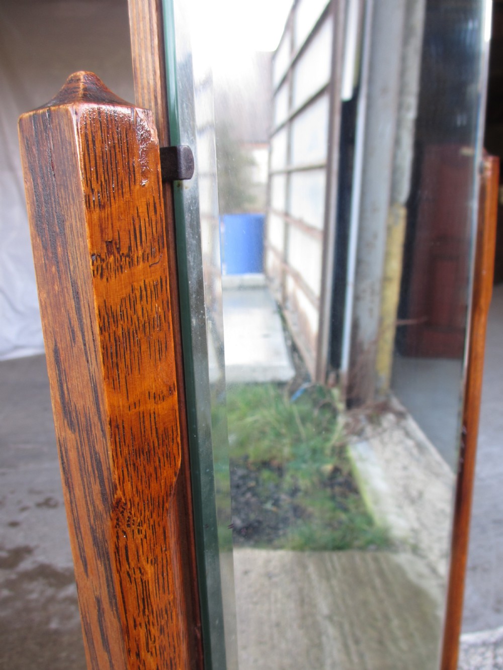 Victorian carved oak framed bevel glass cheval dressing mirror  View IV