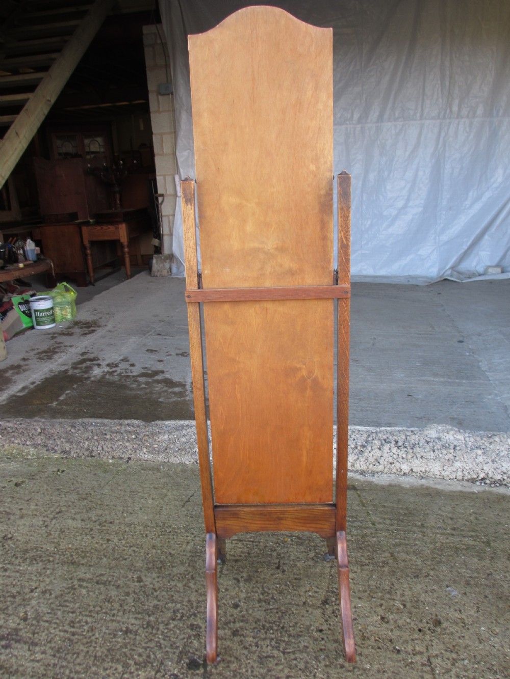 Victorian carved oak framed bevel glass cheval dressing mirror  View XI