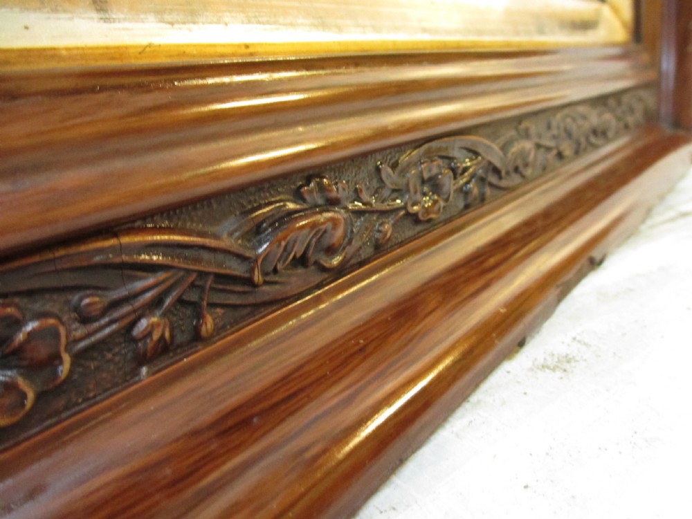 Victorian carved floral mahogany and gilt framed bevel glass wall hanging mirror View VII