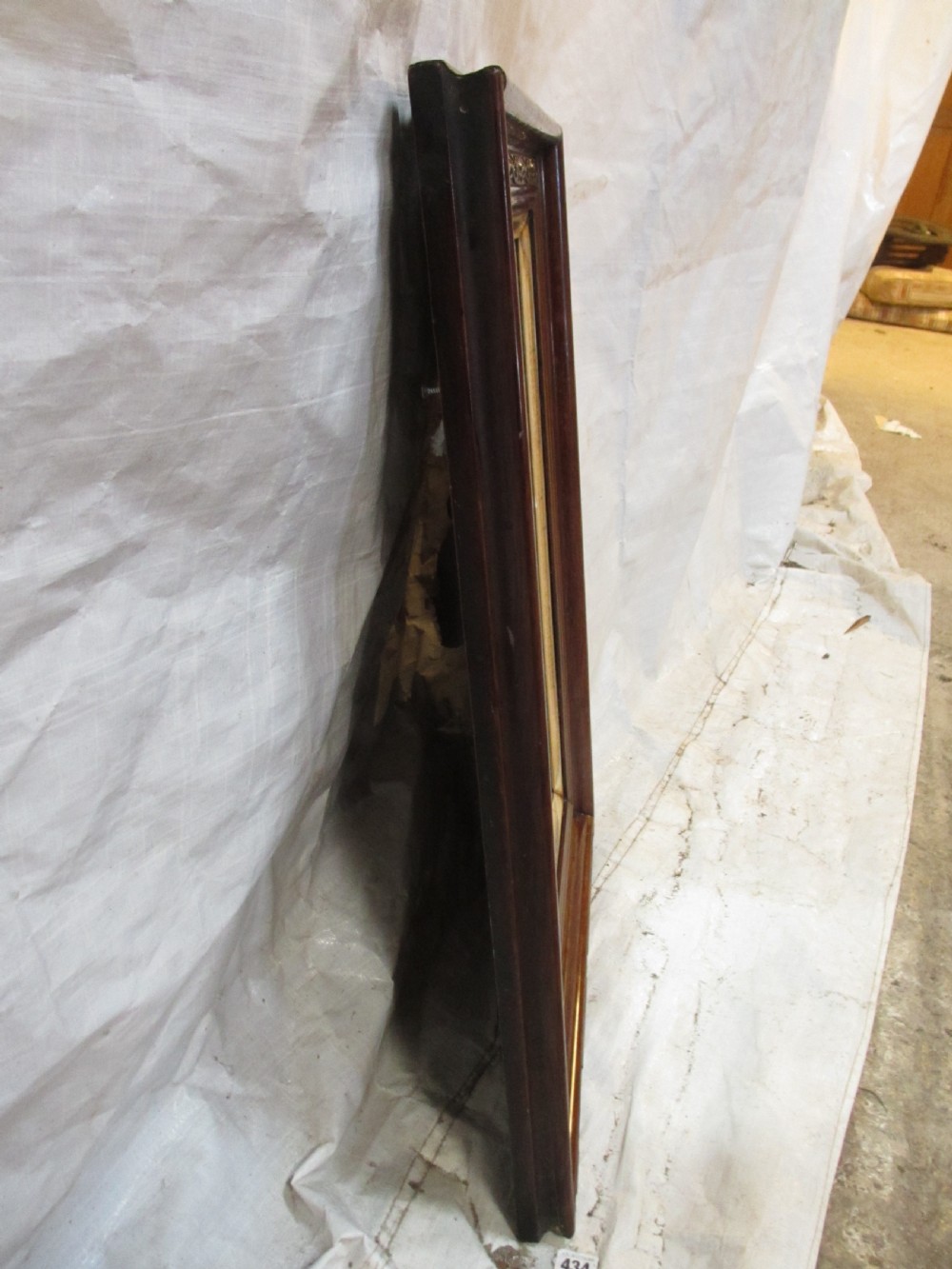 Victorian carved floral mahogany and gilt framed bevel glass wall hanging mirror View IX