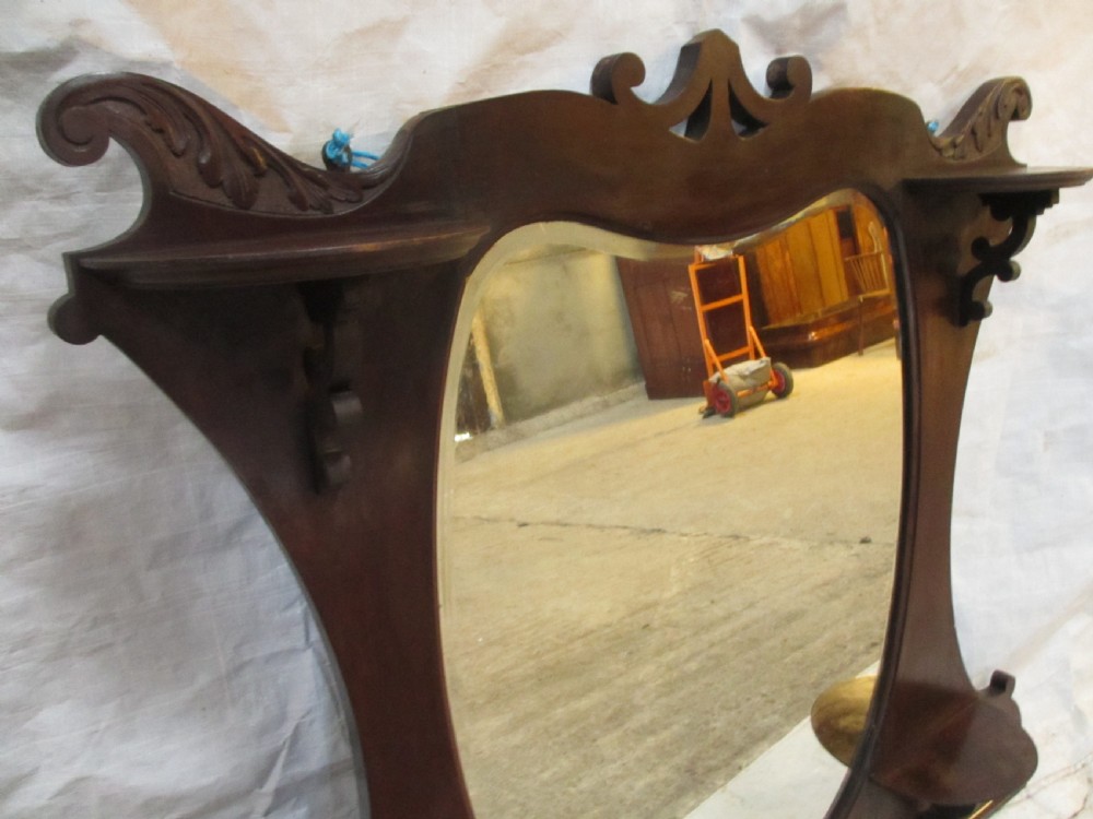 Victorian art nouveau mahogany framed gilt edged overmantle mirror View III