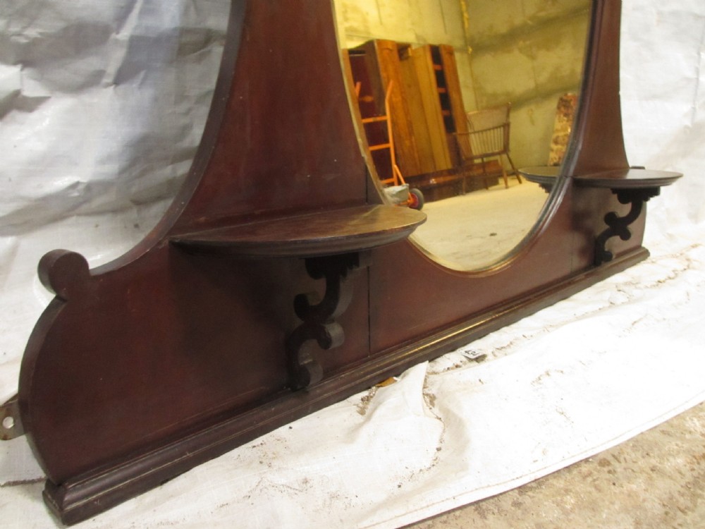 Victorian art nouveau mahogany framed gilt edged overmantle mirror View V