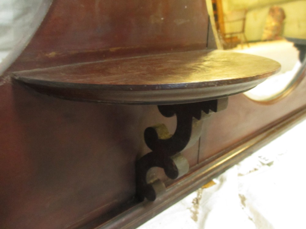 Victorian art nouveau mahogany framed gilt edged overmantle mirror View VII