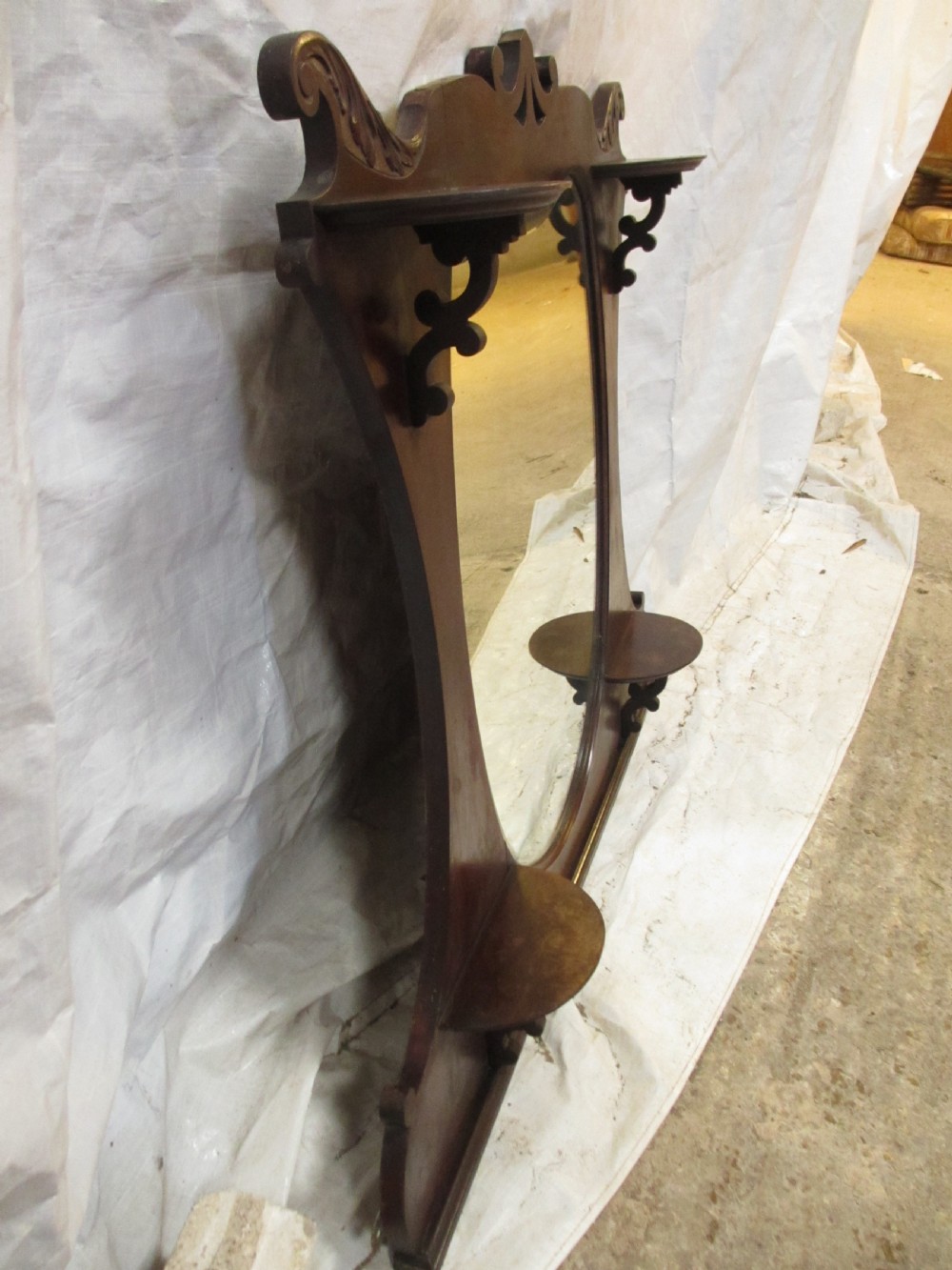 Victorian art nouveau mahogany framed gilt edged overmantle mirror View XI
