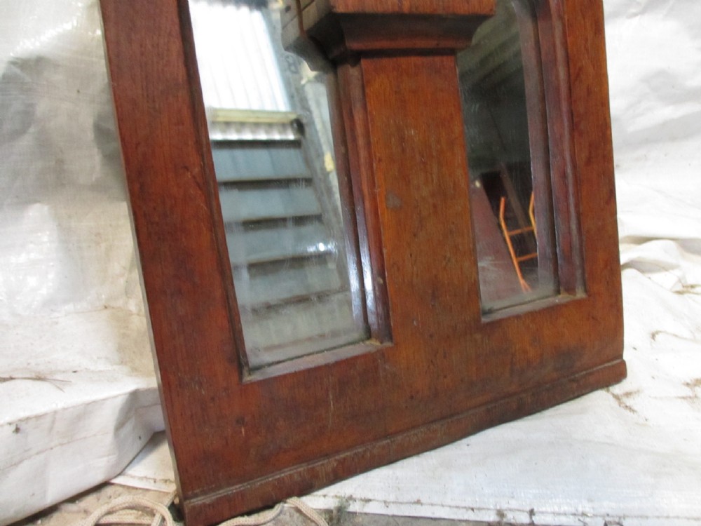 Victorian Gothic carved oak framed wall hanging decorative mirror  View IV