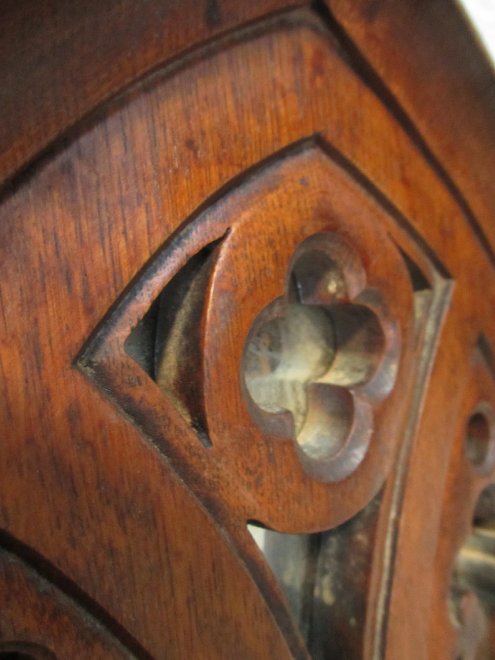 Victorian Gothic carved oak framed wall hanging decorative mirror  View V