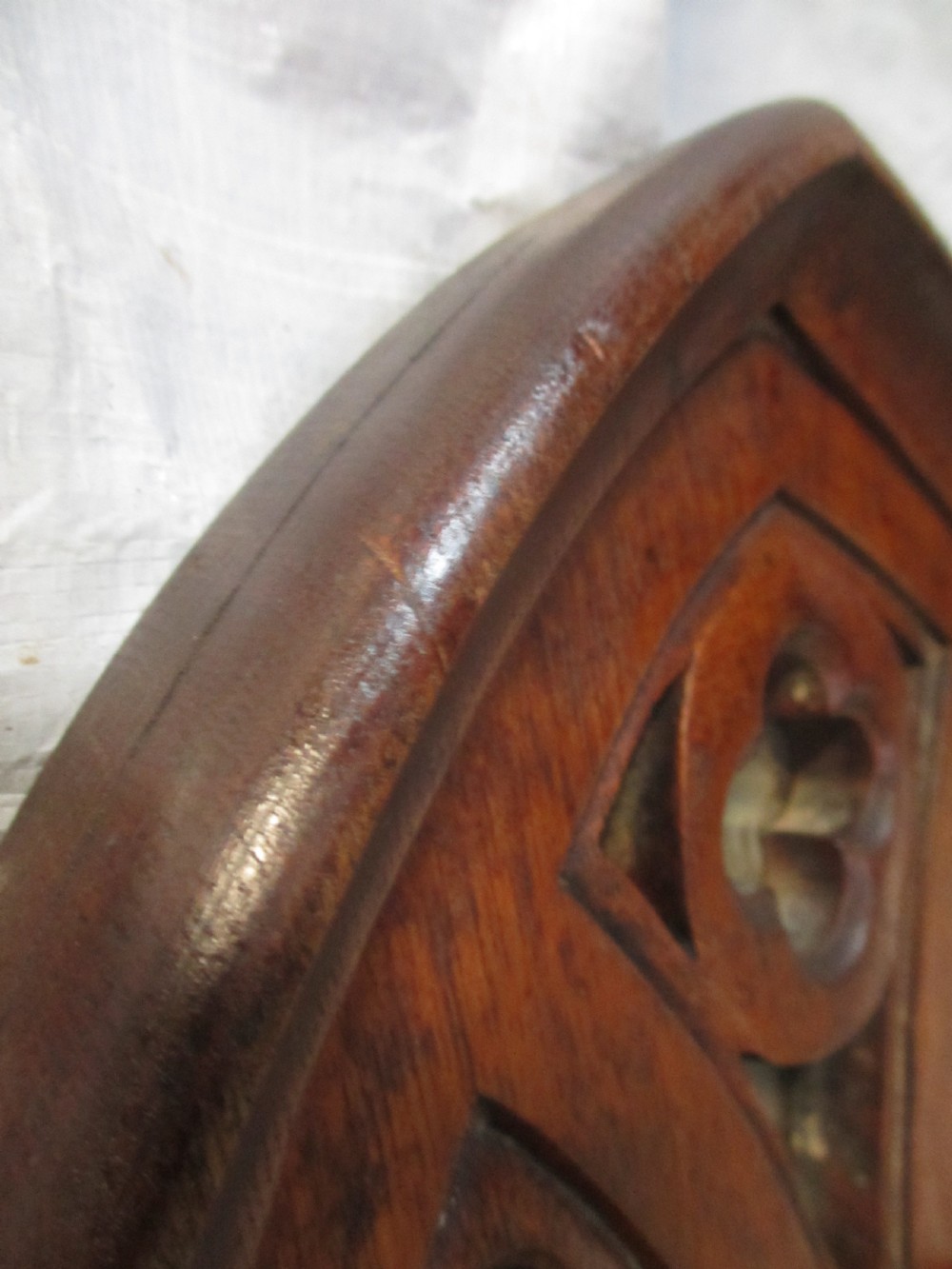 Victorian Gothic carved oak framed wall hanging decorative mirror  View VI