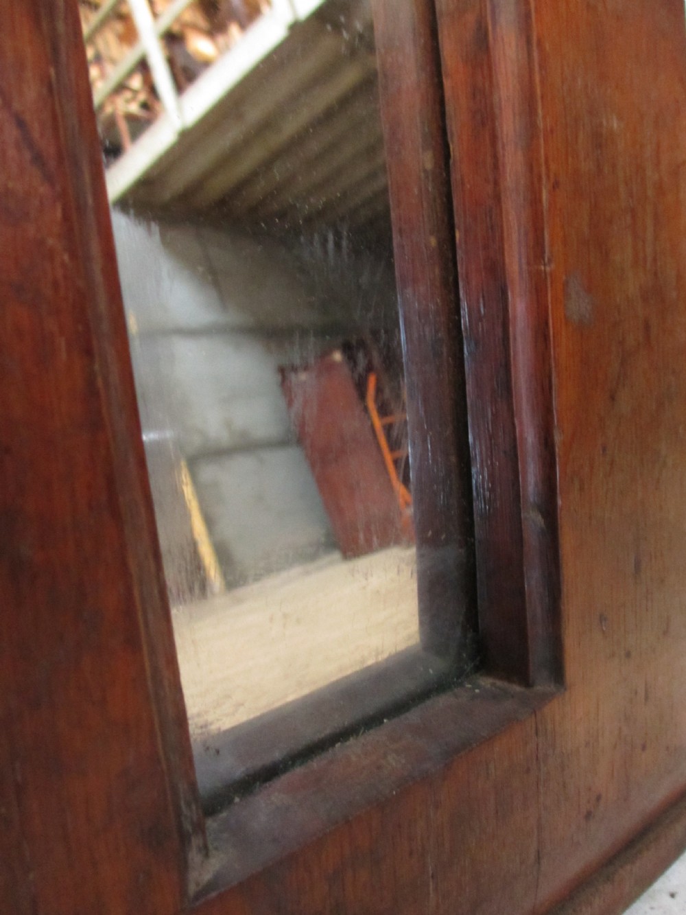 Victorian Gothic carved oak framed wall hanging decorative mirror  View X