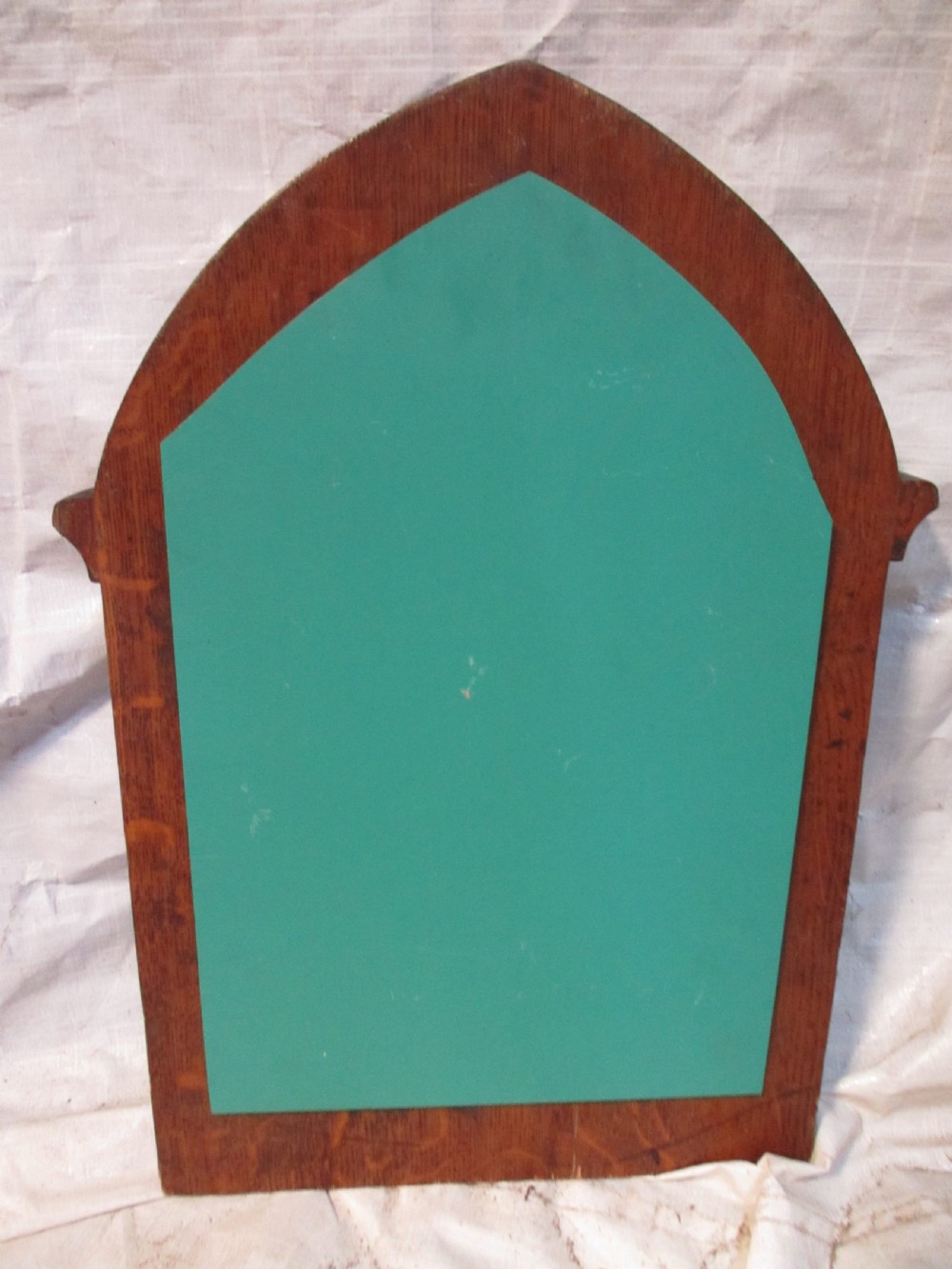 Victorian Gothic carved oak framed wall hanging decorative mirror  View XII