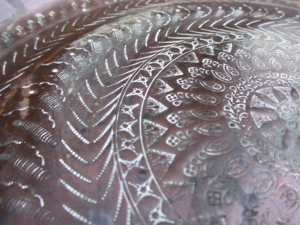 Anglo Indian carved fretted teak fold up octagonal occasional tray table View VII