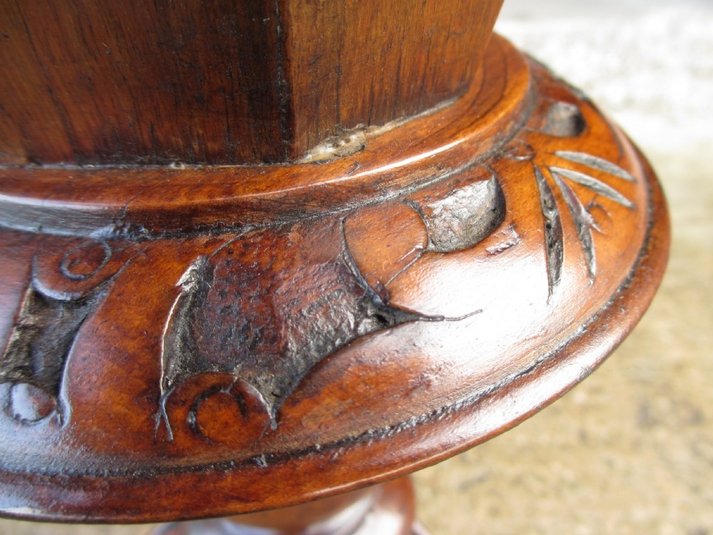 Victorian walnut and tunbridge inlaid trumpet sewing work table View IV