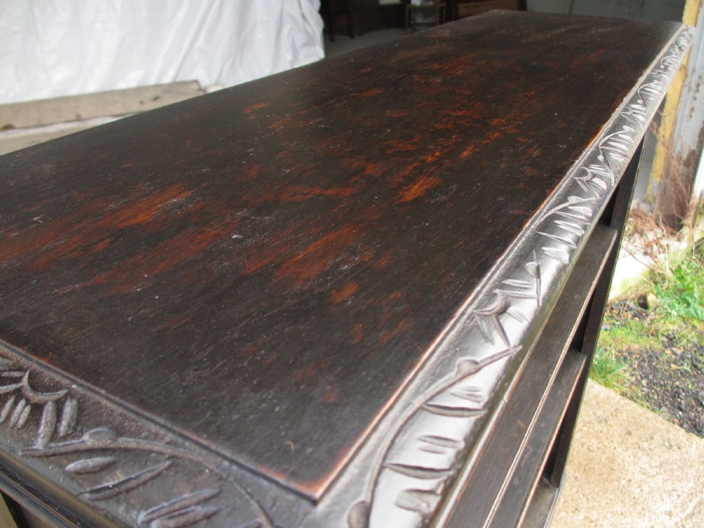Victorian carved oak adjustable open bookcase View III