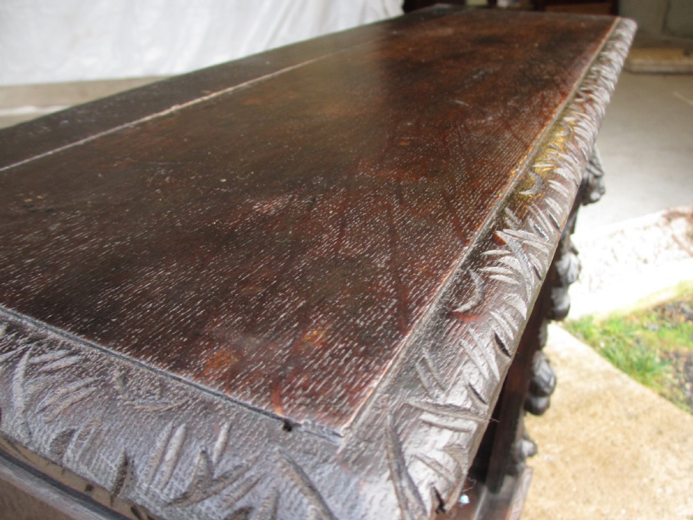 Victorian carved oak adjustable open bookcase View IV